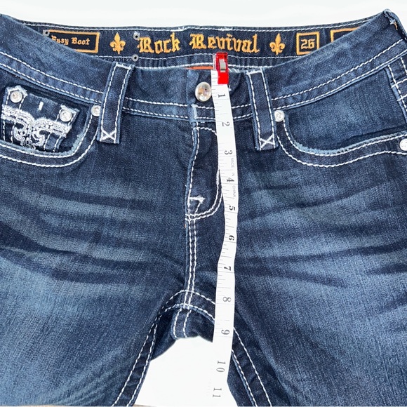 Rock Revival 26 Western Embroidered Betty Dark Wash Easy Bootcut Jeans - Picture 15 of 16